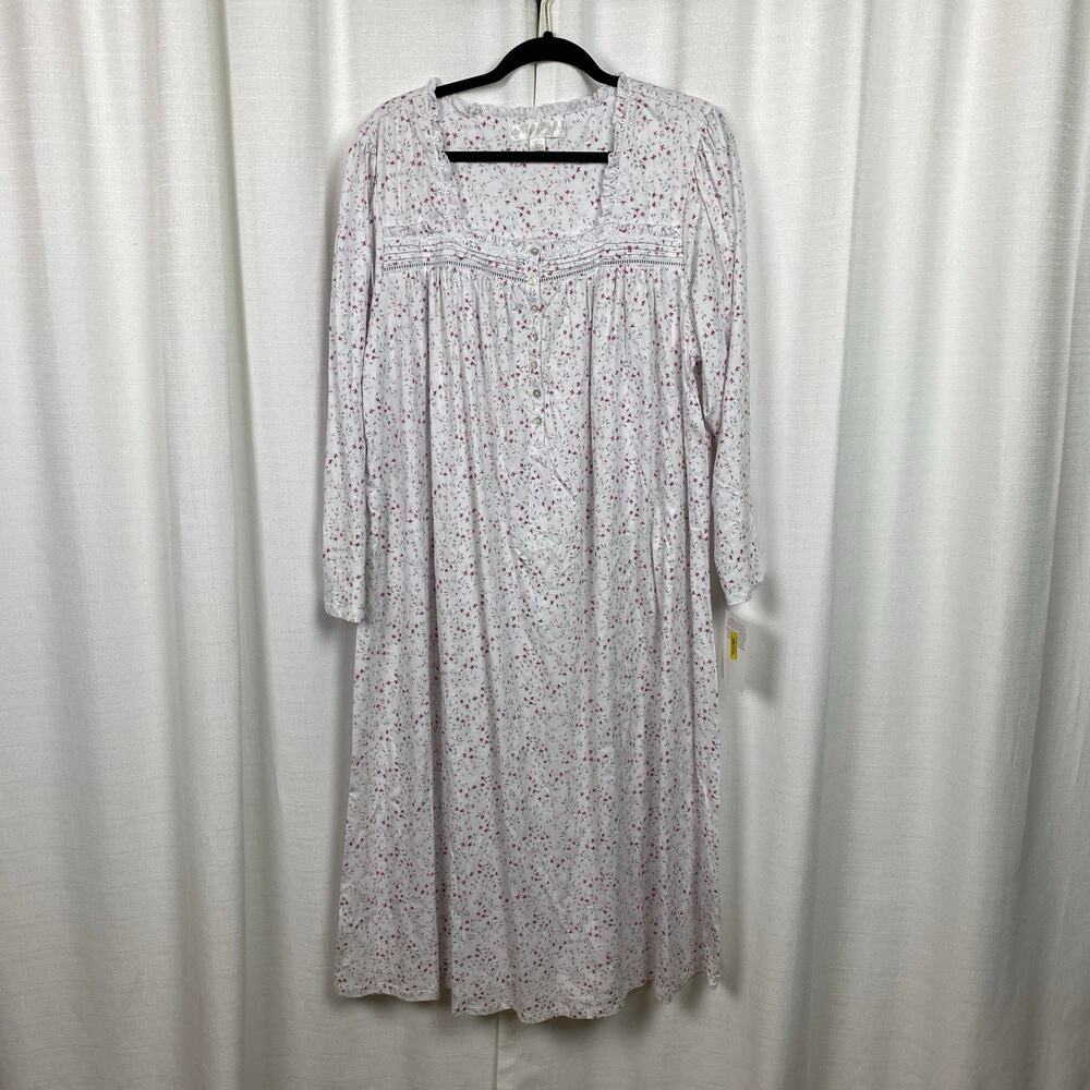 Eileen West White&Pink Floral Nightgown Sz.1X NWT